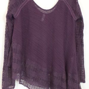 NWOT Free People Asymmetrical Purple Lace Cotton M